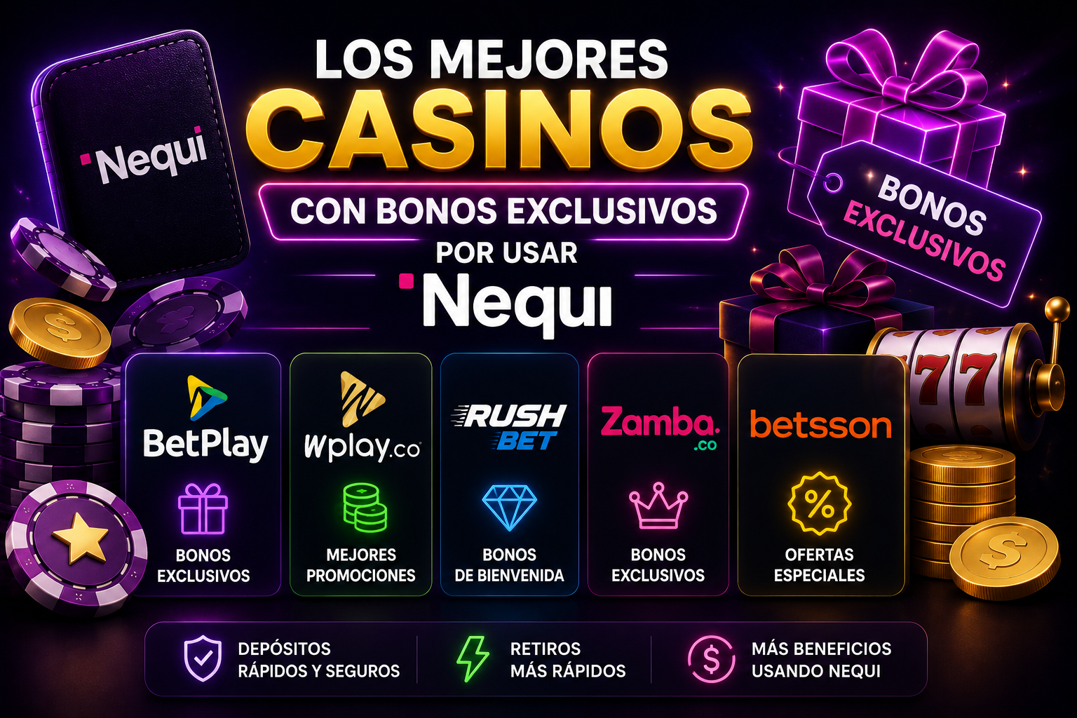Bonos exclusivos por usar Nequi en casinos online de Colombia