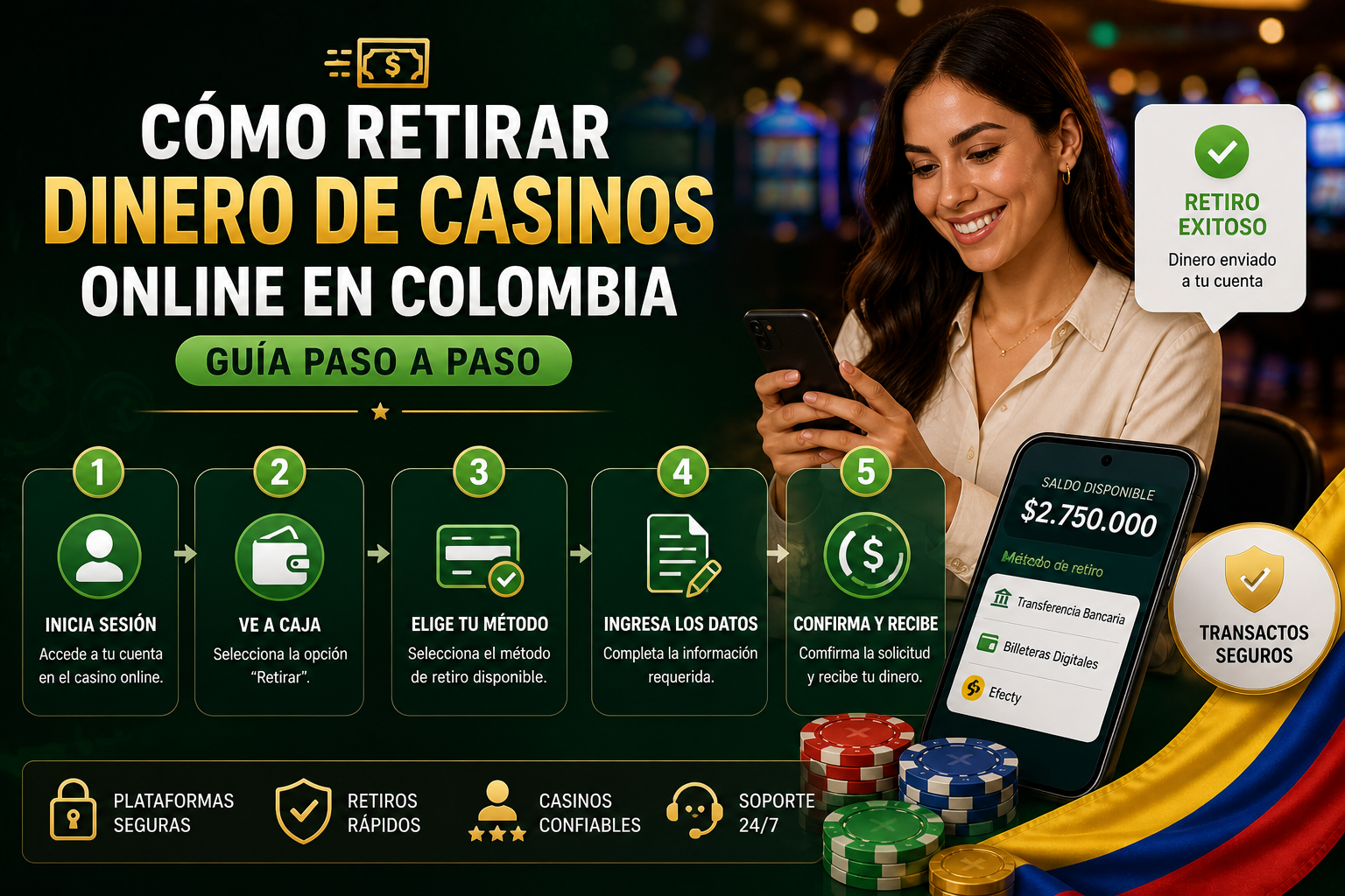 Cómo retirar dinero de casino Colombia