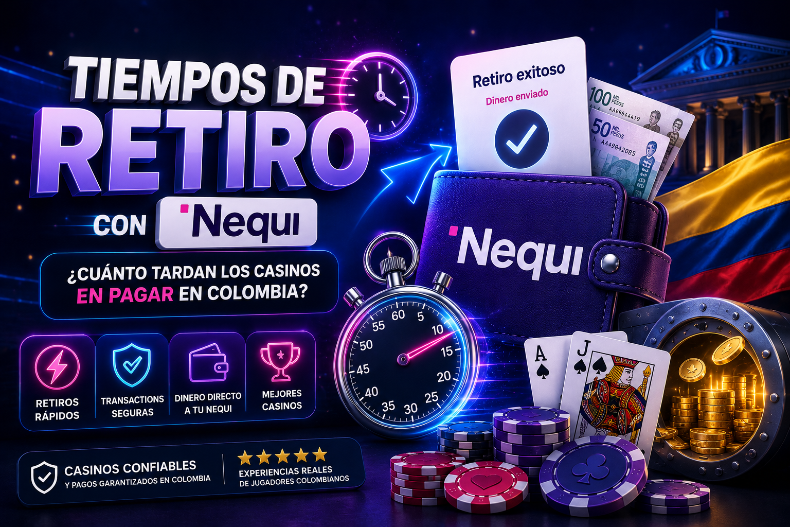 Comparativa de tiempos de retiro con Nequi en casinos colombianos